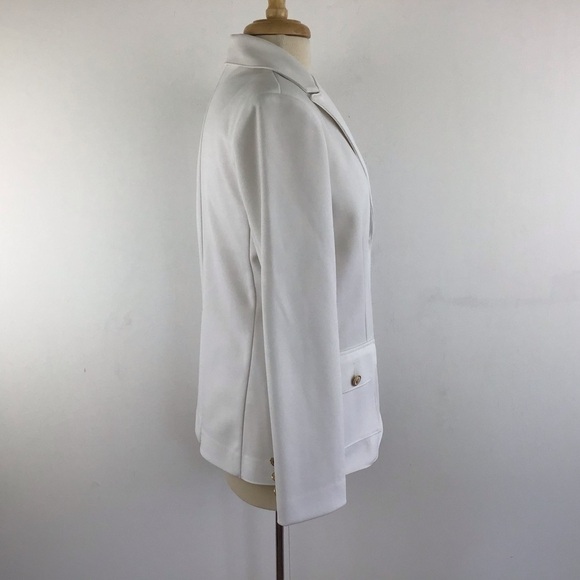 Vintage Koret of California White Stretch blazer with gold trim buttons size 12. - Picture 3 of 7
